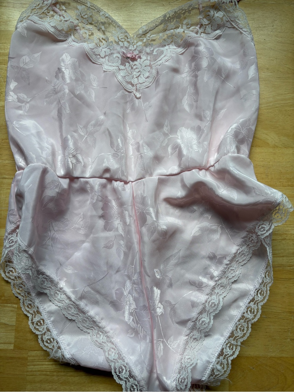 Delicate Pink Lace Trim Satin Romper - Women Intimates & Sleepwear